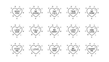 Sevgililer günü için bir tanem, aşk kalbi, romantik bir mesaj. Tatlı kalp çizgisi simgeleri. Evlen benimle, öp beni, bir aşk ikonu. Sevgililer günü flörtü, randevu mesajı. Doğrusal küme. Geometrik elementler. Vektör