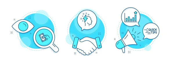 Brainstorming Pay Money Und Education Line Icons Gesetzt Handschlag Forschung — Stockvektor