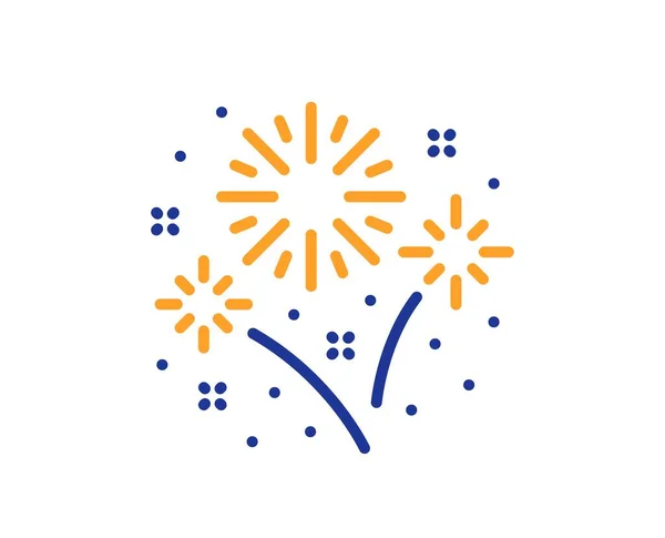 Ikona Linii Fajerwerków Pirotechniczny Znak Salutowy Symbol Świateł Karnawałowych Kolorowy — Wektor stockowy