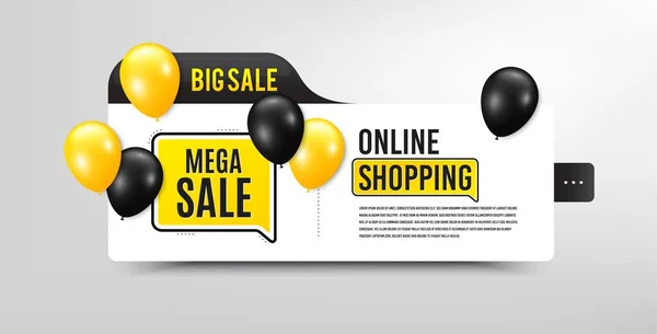 Mega Uitverkoop Verkoop Banner Met Ballonnen Speciale Aanbieding Prijs Teken — Stockvector