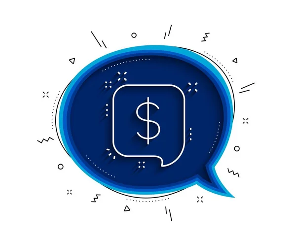 Paiement Reçu Icône Ligne Bulle Chat Avec Ombre Dollar Symbole — Image vectorielle