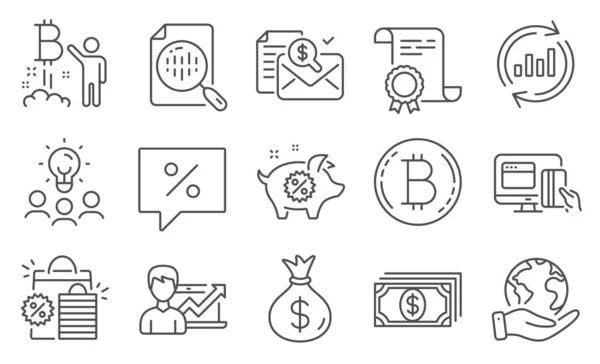 Conjunto Iconos Finanzas Como Actualizar Datos Informe Contable Diploma Ideas — Vector de stock