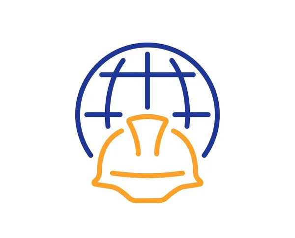 Значок Глобальной Инженерной Линии Знак Инженер Архитектор Мировой Строительный Символ — стоковый вектор