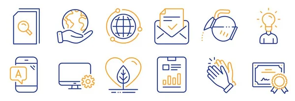 Eine Reihe Von Geschäftssymbolen Wie Genehmigte Mails Dateien Durchsuchen Zertifikat — Stockvektor