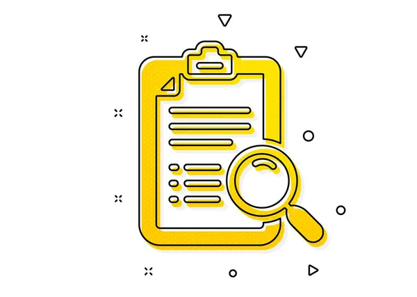 Najít Znak Dokumentu Ikona Analýzy Hledání Zvětšit Sklo Žluté Kruhy — Stockový vektor