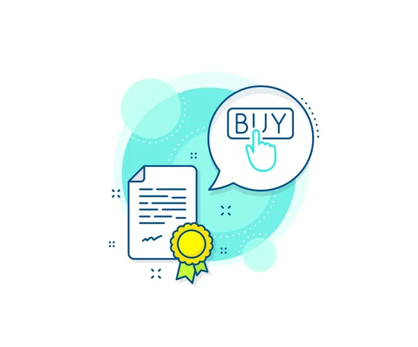 Znak Zakupów Online Ikona Kompleksu Certyfikacyjnego Kliknij Aby Kupić Ikonę — Wektor stockowy