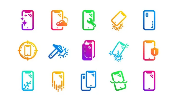 Szkło Hartowane Osłona Ekranu Wodoodporność Ikony Ochrony Smartfonów Pokrywa Telefonu — Wektor stockowy