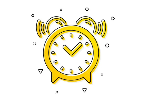 时间或手表的标志 警钟图标 黄色圆圈图案 经典的闹钟图标 几何元素 — 图库矢量图片