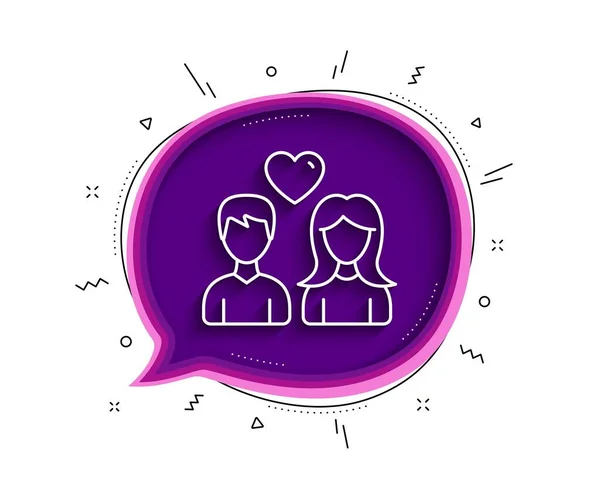 Couple Heart Line Icon Chat Bubble Shadow Users Group Sign — Stock Vector