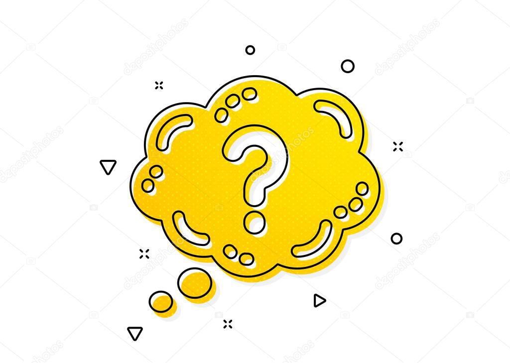 Quiz chat bubble sign. Question mark icon. Yellow circles pattern. Classic question mark icon. Geometric elements. Vector