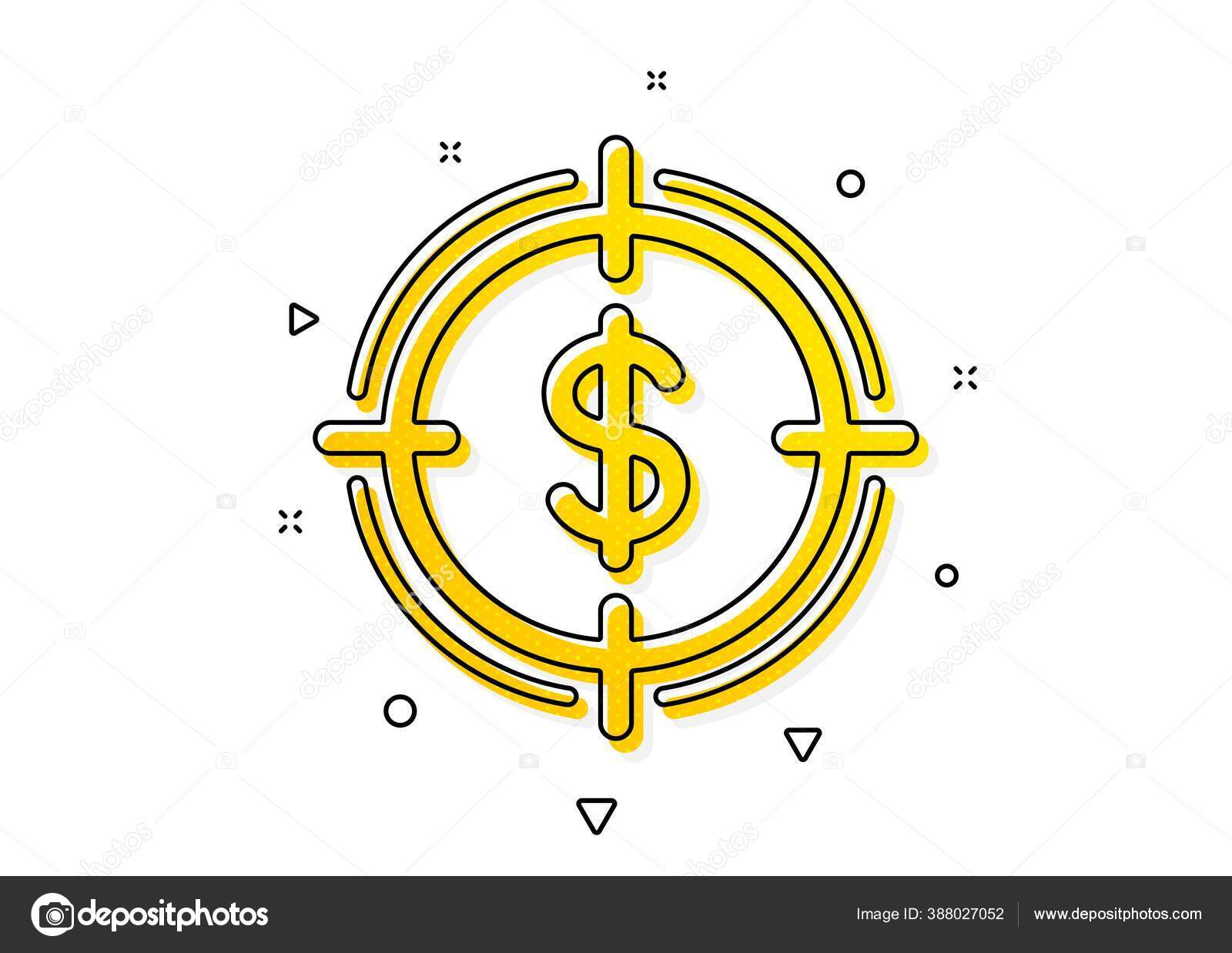 Aim Symbol Target Dollar Icon Cash Money Sign Yellow Circles Stock Vector  by ©Blankstock 388027052, image size:1600x1238