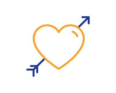 Aşk çizgisi ikonu. Sevgililer Günü kalp işareti. Çift ilişkileri sembolü. Renkli ince çizgi ana hatları. Doğrusal tarz aşk ikonu. Düzenlenebilir felç. Vektör