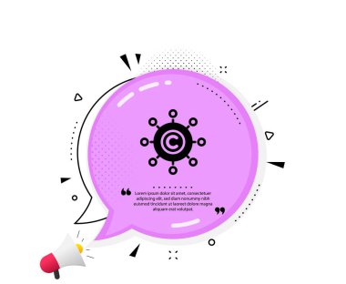 Ağ simgesi kopyalanıyor. Konuşma baloncuğu. Telif hakkı işareti. İçerik ağ sembolü. Tırnak işaretleri. Klasik metin yazma ağı simgesi. Vektör