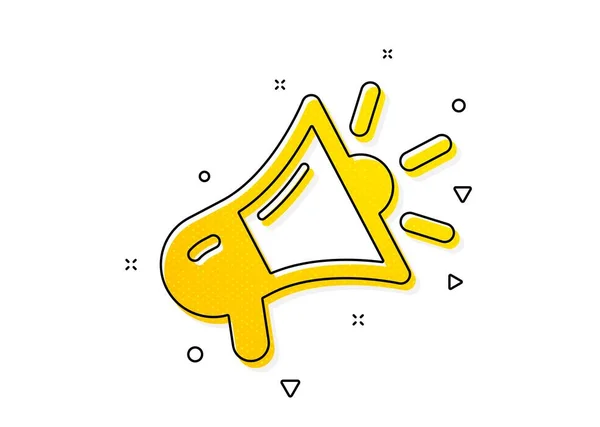 Symbol Urządzenia Reklamowego Ikona Megafonu Podpis Ambasadora Marki Żółte Kółka — Wektor stockowy
