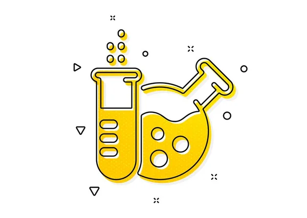 Σήμανση Φιάλης Εργαστηρίου Εικόνα Εργαστηρίου Χημείας Σύμβολο Ανάλυσης Κίτρινοι Κύκλοι — Διανυσματικό Αρχείο