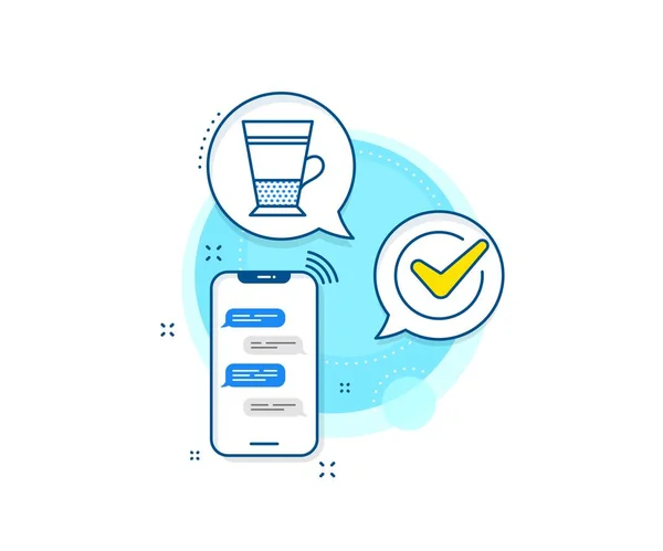 Segno Bevanda Calda Messaggi Telefonici Icona Complessa Doppia Icona Del — Vettoriale Stock
