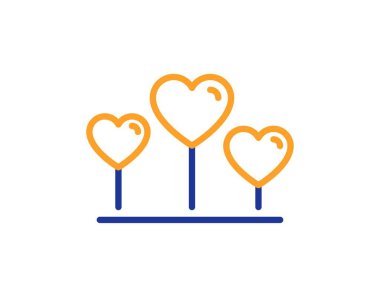 Aşk kalp çizgisi ikonu. Sevgililer Günü tabelası. Çift ilişkileri sembolü. Renkli ince çizgi ana hatları. Doğrusal stil aşk kalp ikonu. Düzenlenebilir felç. Vektör