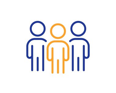 Grup çizgisi simgesi. Takım çalışması işareti. İnsanlarla tanışma sembolü. Renkli ince çizgi ana hatları. Doğrusal grup simgesi. Düzenlenebilir felç. Vektör