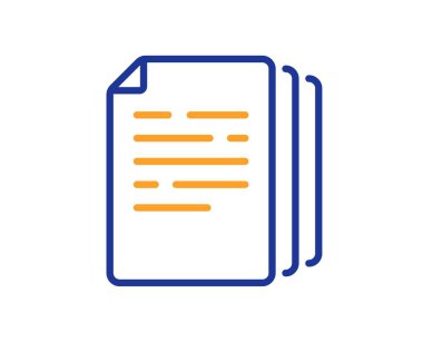 Belge satırı simgesini kopyala. Doktor dosyasının kopyaları imzalandı. Ofis sembolü. Renkli ince çizgi ana hatları. Doğrusal biçim kopyalama belge simgesi. Düzenlenebilir felç. Vektör