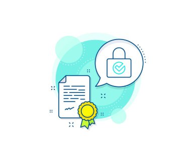 Özel dolap tabelası. Sertifika kompleksi simgesi. Kontrol satırı simgesi ile kilitle. Şifre şifreleme sembolü. Sertifika veya diploma belgesi. Şifre şifreleme işareti. Vektör