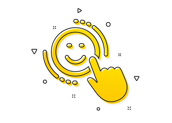 Positieve Feedback Rating Teken Glimlach Icoon Klanttevredenheidssymbool Gele Cirkels Patroon — Stockvector
