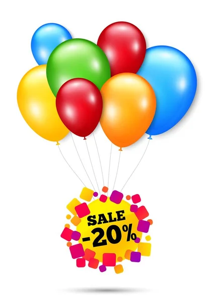 Sale Percent Badge Bunch Balloons Badge Discount Banner Shape Coupon — Stock Vector