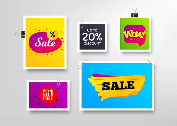 Verkoop Kortingen Wow Bericht Speciale Aanbieding Frames Met Promotionele Spandoeken — Stockvector