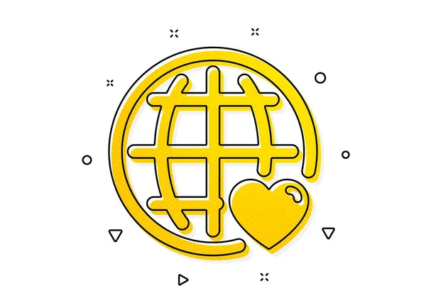 Coração Com Símbolo Globo Ícone Amor Internacional Sinal Dia Dos —  Vetores de Stock