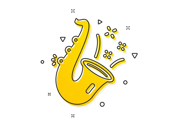 Saksofon Instrumenty Muzyczne Znak Ikona Jazzu Symbol Muzyki Żółte Kółka — Wektor stockowy