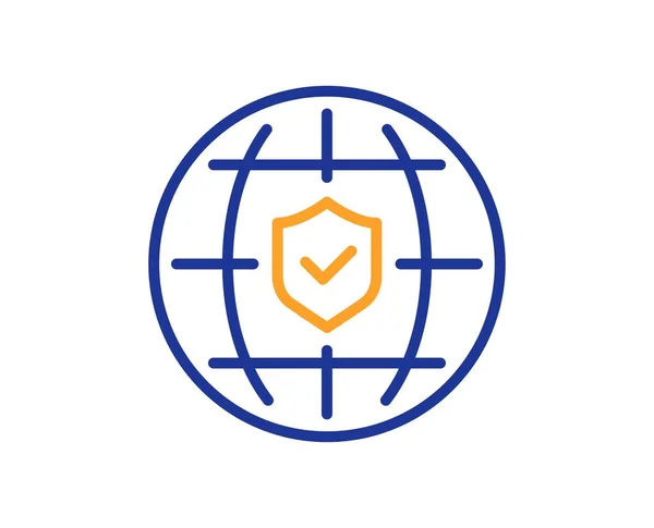Ikona Globalnego Ubezpieczenia Znak Pokrycia Ryzyka Podróży Symbol Ochrony Ubezpieczającego — Wektor stockowy