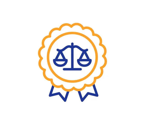 司法スケールの線のアイコン 審査員賞のサイン 法律上のシンボル カラフルな細い線の概念 線形スタイルの正義スケールアイコン 編集可能なストローク ベクトル — ストックベクタ