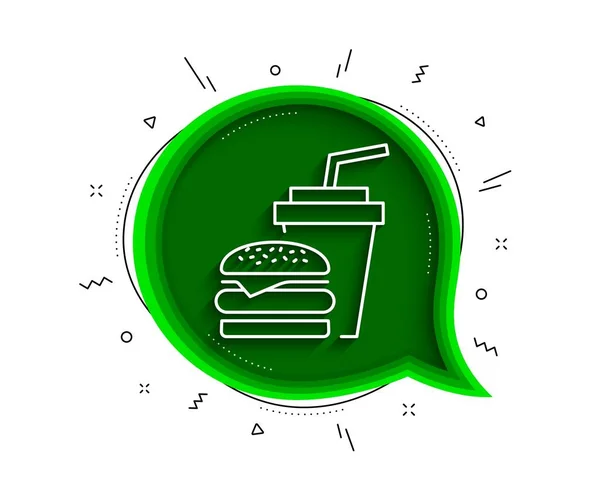 Hamburger Içecek Çizgisi Ikonu Gölgeli Sohbet Balonu Fast Food Restoranı — Stok Vektör