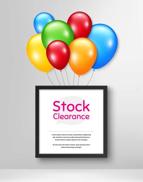 Símbolo Venta Liquidación Marco Negro Con Globos Oferta Especial Signo — Vector de stock