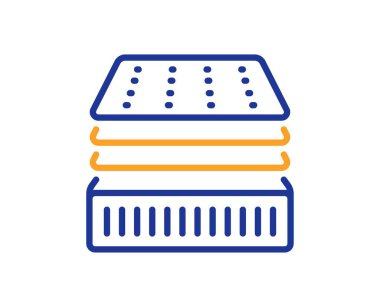 Lüks yatak hattı ikonu. Lüks ortopedik ped işareti. Nefes alınabilir uyku yatağı sembolü. Renkli ince çizgi ana hatları. Lineer stil delüks yatak simgesi. Düzenlenebilir felç. Vektör