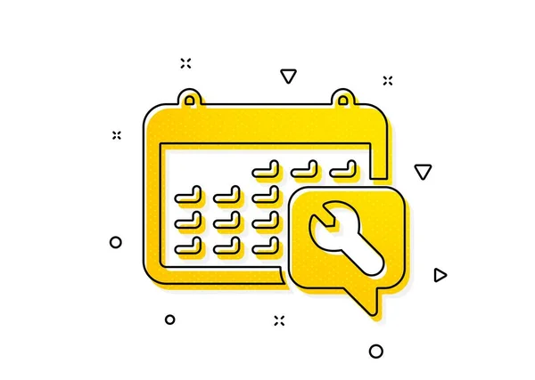 Reparaturservice Kalenderschild Schlüsselwerkzeug Symbol Reparieren Sie Instrumente Symbol Gelbe Kreise — Stockvektor