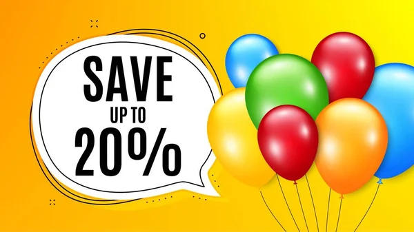 Sparen Sie Bis Partyballons Mit Gedankenblase Discount Sale Angebotspreisschild Sonderangebotssymbol — Stockvektor