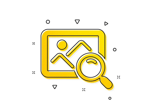 找到图像或图片标志 搜索照片图标 黄色圆圈图案 经典的搜索图片图标 几何元素 — 图库矢量图片