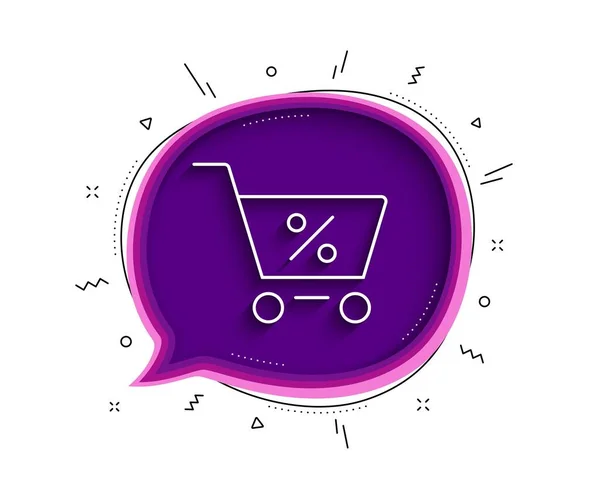 Carrinho Compras Com Ícone Linha Percentual Bolha Chat Com Sombra — Vetor de Stock