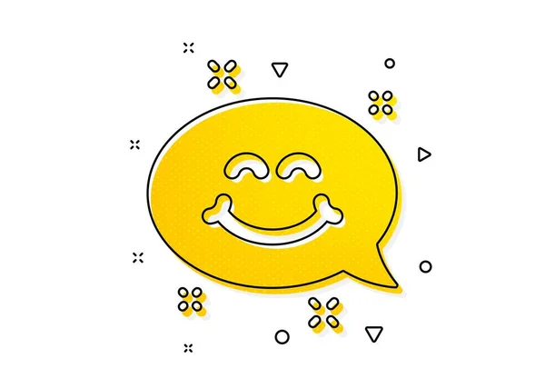 Gelukkige Gezicht Teken Glimlach Chat Icoon Emoticon Spraakbellensymbool Gele Cirkels — Stockvector