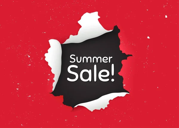 Summer Sale Ragged Hole Torn Paper Banner Special Offer Price — Stock Vector