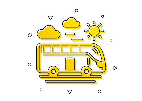 Поездка Транспортный Знак Значок Автобуса Символ Праздничного Автомобиля Желтые Круги — стоковый вектор