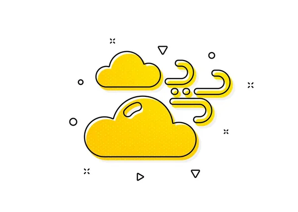 Wolken Met Windteken Winderig Weer Icoon Sky Symbool Gele Cirkels — Stockvector