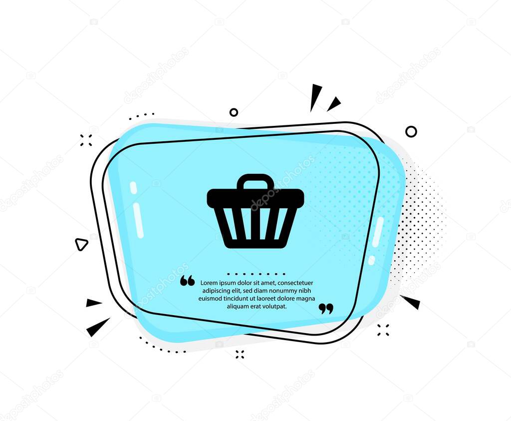 Shopping cart icon. Quote speech bubble. Online buying sign. Supermarket basket symbol. Quotation marks. Classic shop cart icon. Vector