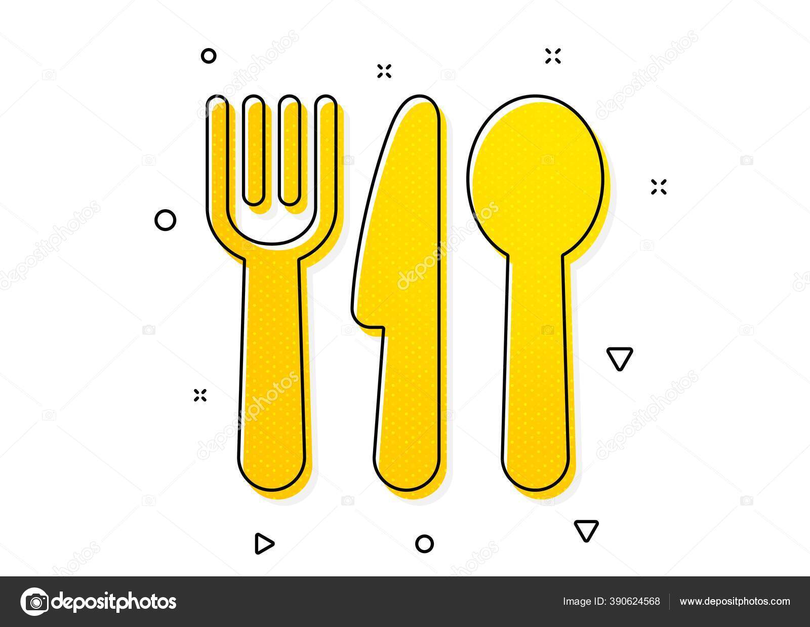 Logo vector de alimentos com garfo faca e colher