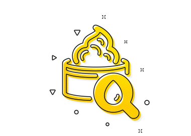 Cilt bakımı işareti. Yüz kremi ikonu nemlendirici. Kozmetik losyon sembolü. Sarı daireler şeklinde. Klasik nemlendirici krem ikonu. Geometrik elementler. Vektör