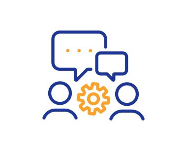 Mühendislik ekibi çizgisi simgesi. Mühendis ya da mimar grup işareti. Çalışma süreci sembolü. Renkli ince çizgi ana hatları. Doğrusal stil mühendislik ikonu. Düzenlenebilir felç. Vektör