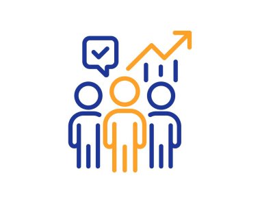 İş istatistikleri çizgisi simgesi. Buluşma raporu imzası. Çalışan çalışanlar sonuç sembolü. Renkli ince çizgi ana hatları. Doğrusal iş istatistikleri simgesi. Düzenlenebilir felç. Vektör