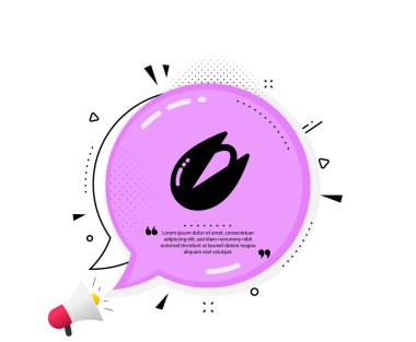 Fıstık ezmesi ikonu. Konuşma baloncuğu. Lezzetli fındık işareti. Vejetaryen gıda sembolü. Tırnak işaretleri. Klasik şam fıstığı ikonu. Vektör