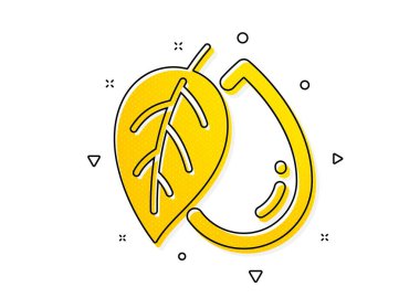 Organik test işareti. Maden yağı ikonu. Su damlası sembolü. Sarı daireler şeklinde. Klasik mineral yağı ikonu. Geometrik elementler. Vektör