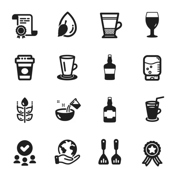 Set Food Drink Icons Water Drop Cooking Water Certificate Approved — Stock Vector